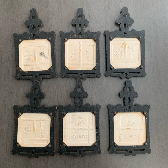 Vintage 60s San Huan Cast Iron Tile Antique Car Trivets Decorative Tiles - Picture 5 of 6